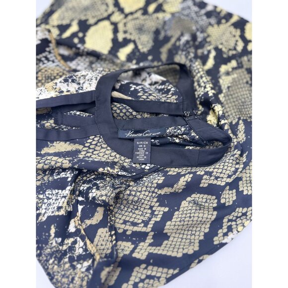 Kenneth Cole Size S Womens Sleeveless Snake Print Blouse With Keyhole Back - Picture 7 of 7